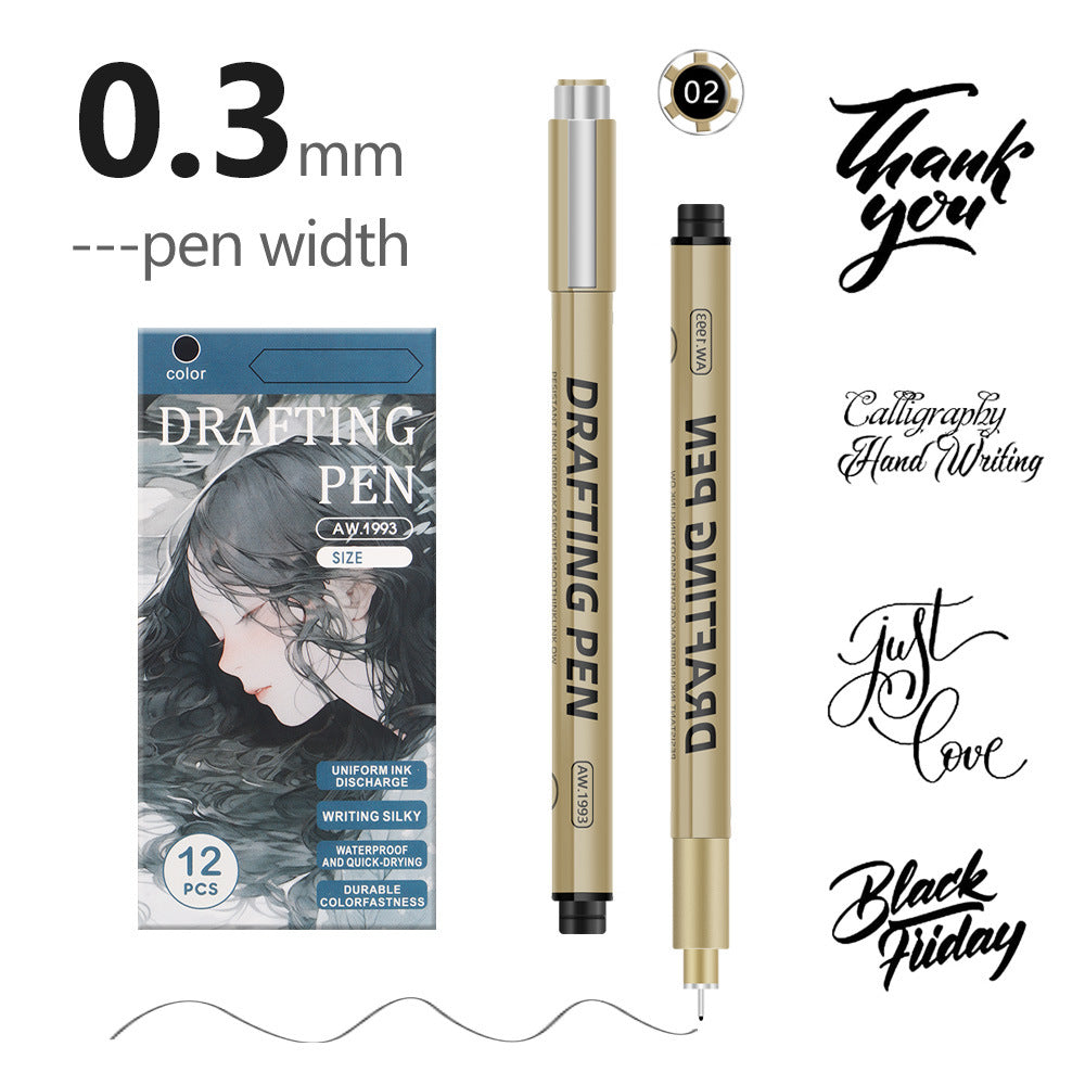 24 Piece 0.3Mm Precision Waterproof Drawing Pen Set For Anime Sketching Art Pens & Markers