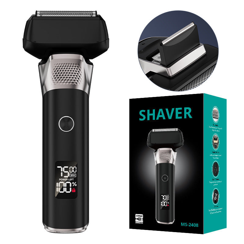 Black Reciprocating 5 Blade Beard Trimmer Waterproof Electric Razor For Full Body Use Men's Shavers
