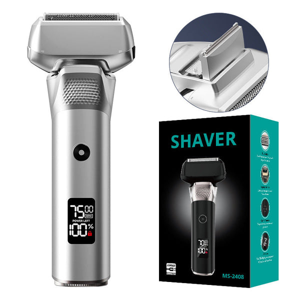 Silver Reciprocating 5 Blade Beard Trimmer Waterproof Electric Razor For Full Body Use Men's Shavers
