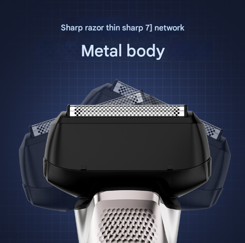 Silver Reciprocating 5 Blade Beard Trimmer Waterproof Electric Razor For Full Body Use Men's Shavers