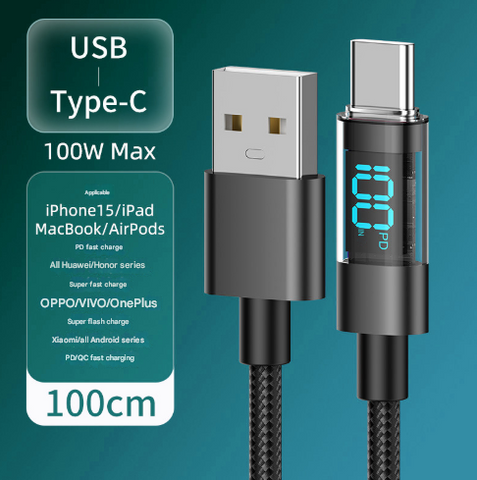 4 Piece 1M Usb To Type C 100W Fast Charge Cable Set Transparent Aluminum Shell Cables & Adapters