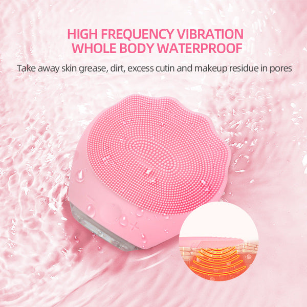 Green Electric Silicone Facial Cleanser All Around Vibration Massage Face Cleaning Device Other Massage