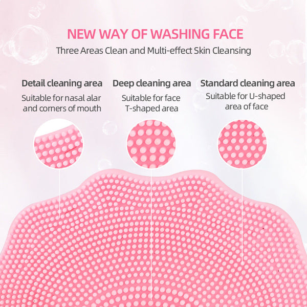 Green Electric Silicone Facial Cleanser All Around Vibration Massage Face Cleaning Device Other Massage