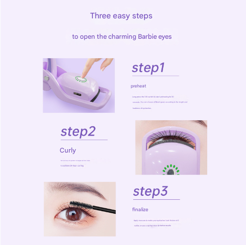 Pink Usb Rechargeable Electric Heated Eyelash Curler Lash Lift And Extension Tool Eyelash Tools