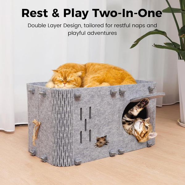 Felt Cat House Detachable Foldable Breathable Pet Bed For Cats And Small Dogs 45X35x35cm Pet Beds