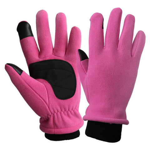 1X Pair Of Pink Warm Windproof Touchscreen Size Gloves