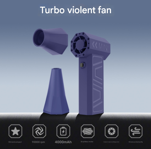 Purple Ultra Powerful Mini Turbo Jet Fan Brushless Motor Handheld High Velocity Blower Portable Fans