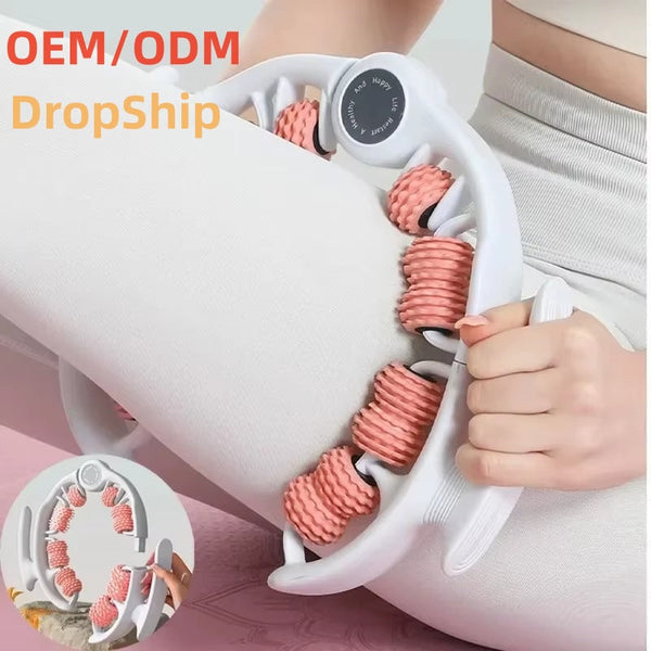Green 360 Degree Clamp Leg Roller Massager Deep Tissue Relief For Thighs Calves & Arms Massagers
