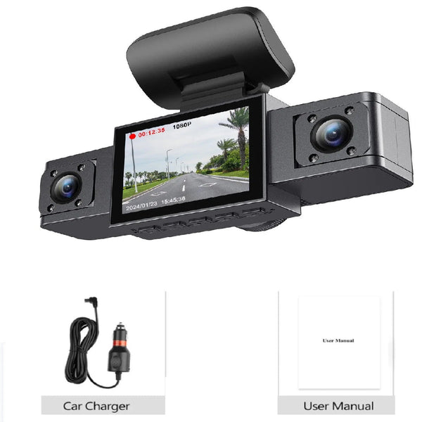 3 Inch Hd 1080P Dash Cam Front Rear And Left Recording 19X12x8cm Car Audio In Dash Units