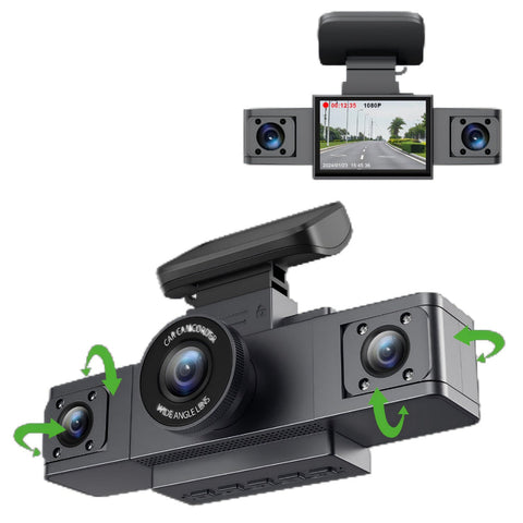 3 Inch Hd 1080P Dash Cam Front Rear And Left Recording 19X12x8cm Car Audio In Dash Units