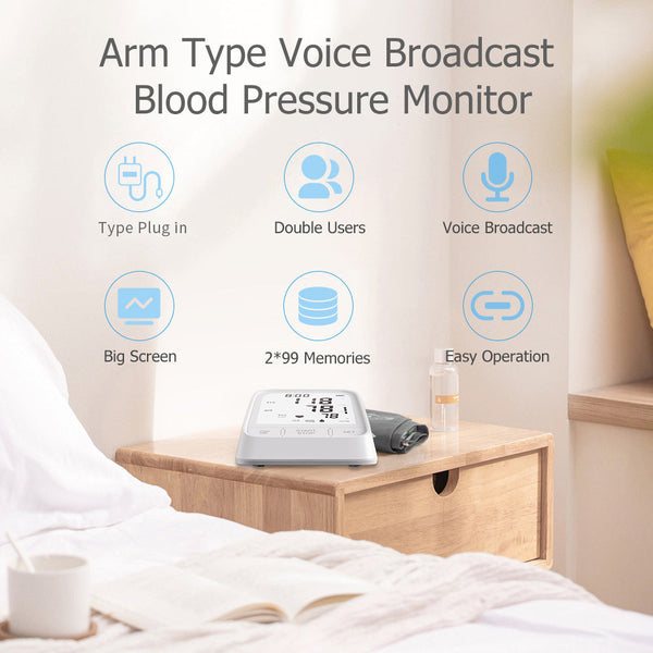 White Smart Upper Arm Blood Pressure Monitor Medical Automatic Bp Machine For Export Blood Pressure Monitoring