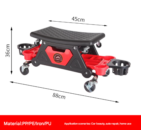 Divided Cup Holder Auto Repair Polishing Stool Detachable Seat Car Wash Tool Creeper Cup Holders