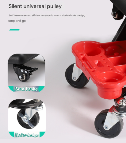 Divided Cup Holder Auto Repair Polishing Stool Detachable Seat Car Wash Tool Creeper Cup Holders