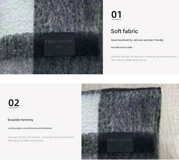 Khaki Classic Plaid Faux Cashmere Winter Scarf Warm And Stylish 50 X 180 Cm Design Scarves & Wraps