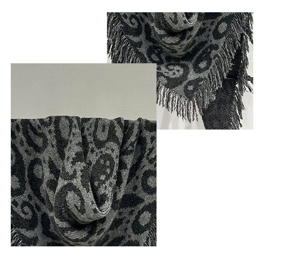 Grey Luxurious Fringe Wool And Lambswool Scarf For Women Thick Warm 60 X 170 Cm Shawl Scarves & Wraps