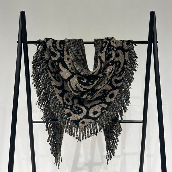 Brown Luxurious Fringe Wool And Lambswool Scarf For Women Thick Warm 60 X 170 Cm Shawl Scarves & Wraps