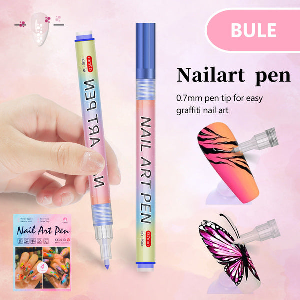 Blue 0.7Mm Nail Art Doodle Pen 12 Sticks Single Color Acrylic Marker For Design No Bake Nail Art Tools