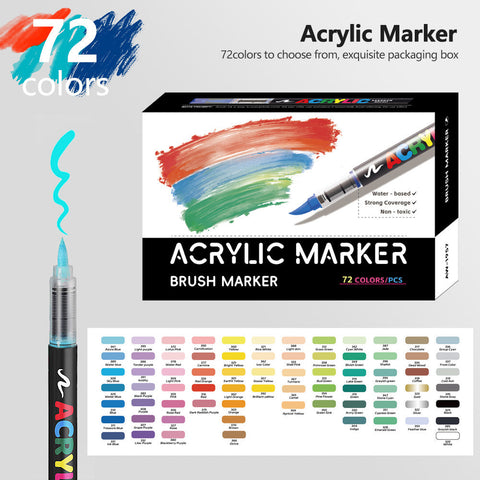 72 Colour Set Vibrant Cyan Acrylic Marker With Soft Brush Tip 13.8 Cm Professional Art Pen Art Pens & Markers