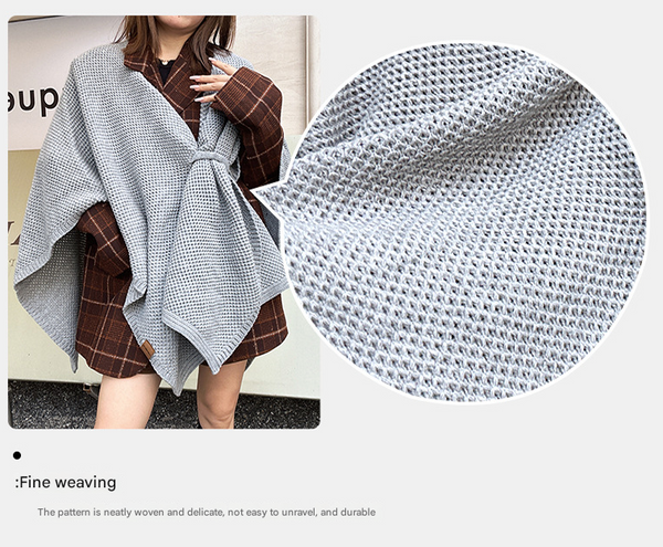 Green Luxurious Faux Cashmere Knitted Cape Large Buckled 90 X 140 Cm Women's Versatile Shawl Scarves & Wraps