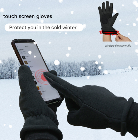 S Navy Blue Warm Windproof Touchscreen Anti Slip Grip For Winter Cycling & Outdoor Sports Gloves