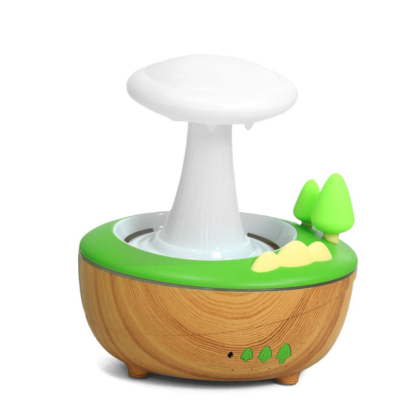 Light Woodgrain Raindrop Mushroom Aroma Diffuser 280Ml Ultrasonic Humidifier With Colorful Lights Diffusers