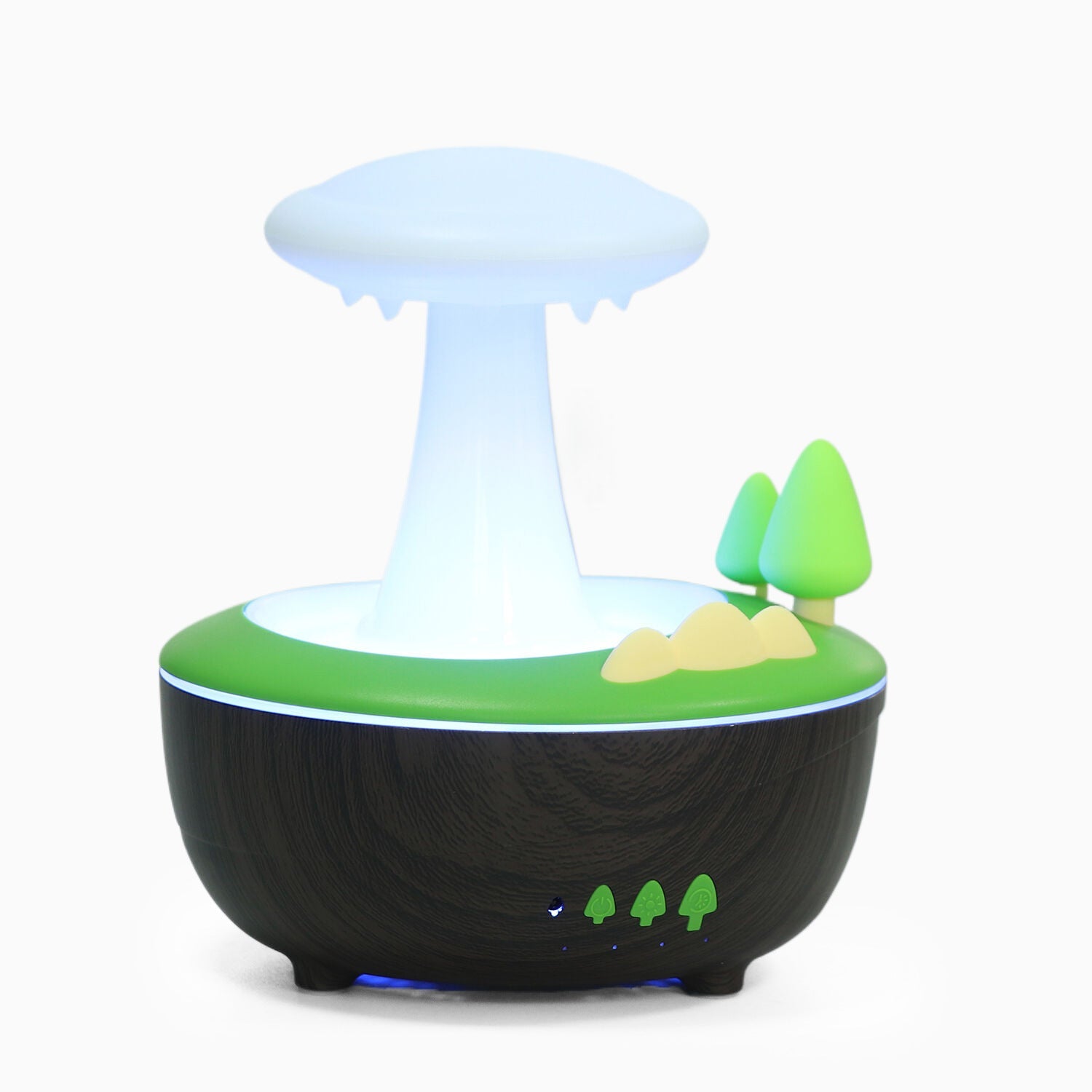Dark Woodgrain Raindrop Mushroom Aroma Diffuser 280Ml Ultrasonic Humidifier With Colorful Lights Diffusers
