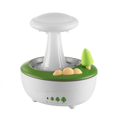 White Woodgrain Raindrop Mushroom Aroma Diffuser 280Ml Ultrasonic Humidifier With Colorful Lights Diffusers