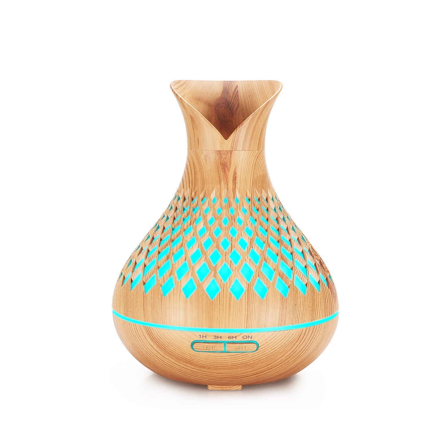 Light Woodgrain 500Ml Grain Essential Oil Aroma Diffuser With Lattice Design And Humidifier Diffusers