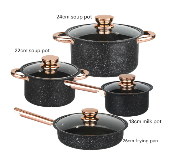 8 Piece Stainless Steel Cookware Set With Maifan Stone Non Stick Coating Other Cookware