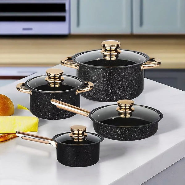 8 Piece Stainless Steel Cookware Set With Maifan Stone Non Stick Coating Other Cookware