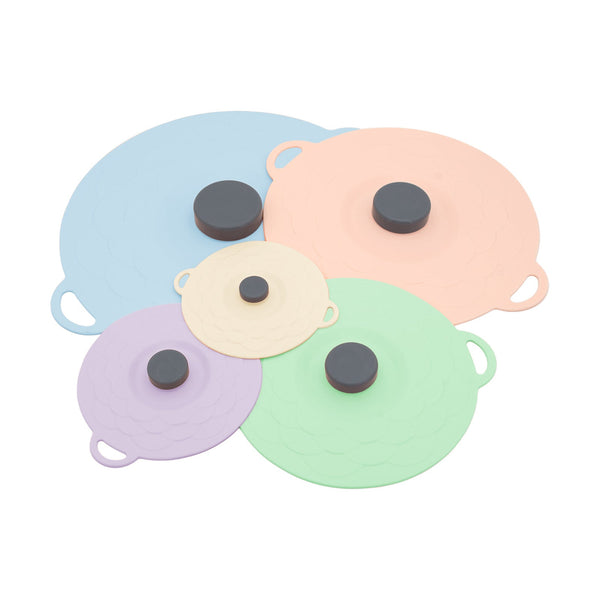 Multicolor Two Set Five Piece Silicone Fresh Keeping Lids Heat Resistant Anti Spill And Dust Proof Food Storage Containers