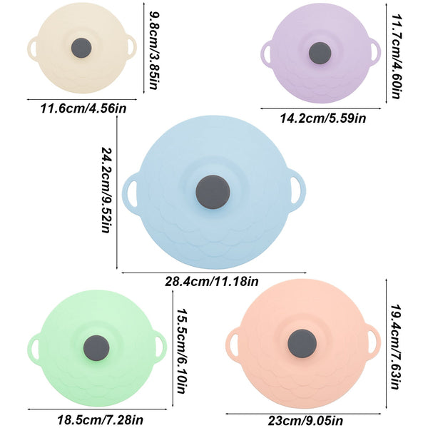 Multicolor Two Set Five Piece Silicone Fresh Keeping Lids Heat Resistant Anti Spill And Dust Proof Food Storage Containers