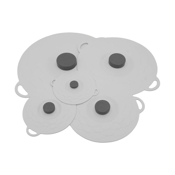 Grey Two Set Five Piece Silicone Fresh Keeping Lids Heat Resistant Anti Spill And Dust Proof Food Storage Containers
