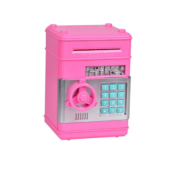 Pink Children's Mini Safe Piggy Bank With Fingerprint And Password Lock Safes