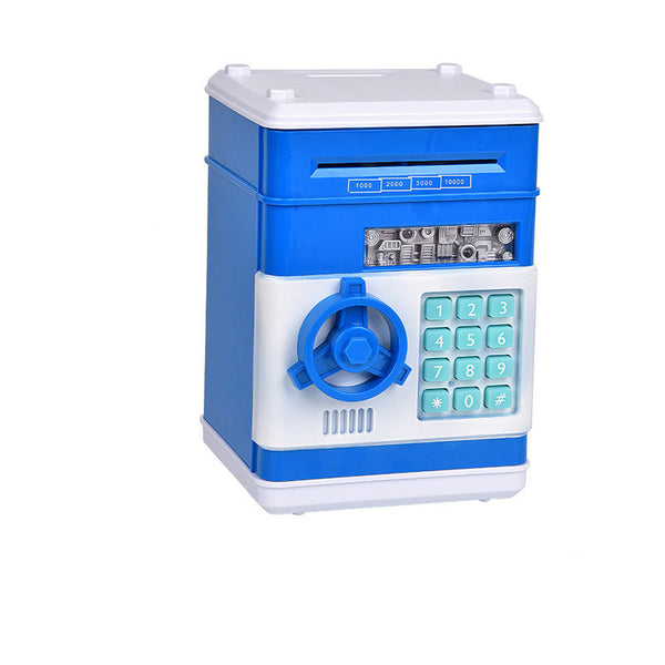 Blue Children's Mini Safe Piggy Bank With Fingerprint And Password Lock Safes