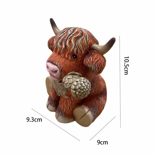 Cute Scottish Highland Cow Resin Statue Nordic Home Decor Gift Figurines