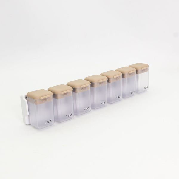 Transparent + Grey Cover Weekly Pill Organizer 1 Time A Day Large Capacity Magnetic Closure Box 246 X 49 23 Mm Pill Boxes