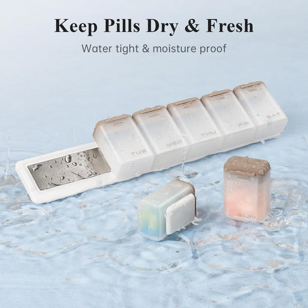 Transparent + Multicolor Cover Weekly Pill Organizer 1 Time A Day Large Capacity Mag Netic Closure Box 246 X 49 23 Mm Pill Boxes