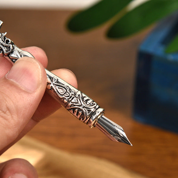 Sword Plume Silver European Dip Feather Quill Pen Set 2 Piece Retro Business Gift Box With 5 Nib Sizes Pens & Writing Instruments