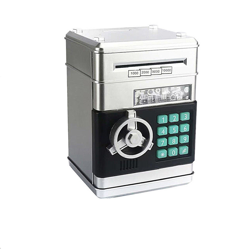 Silver Children's Mini Safe Piggy Bank With Fingerprint And Password Lock Safes