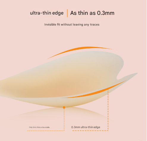 Size M [B Cup] Two Pairs Pink Skin Colour Heart Shaped Silicone Breast Sticker Thin Invisible Push Up For Small Chest Enhancement Bra Accessories