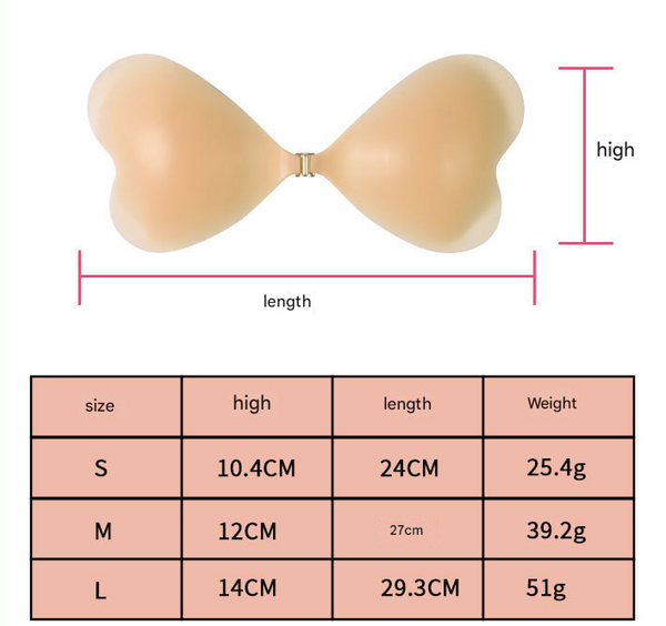 Size M [B Cup] Two Pairs Pink Skin Colour Heart Shaped Silicone Breast Sticker Thin Invisible Push Up For Small Chest Enhancement Bra Accessories