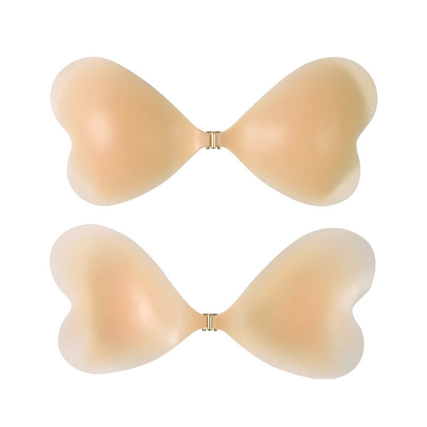 Size L [C/D Cup] Two Pairs Pink Skin Colour Heart Shaped Silicone Breast Sticker Thin Invisible Push Up For Small Chest Enhancement Bra Accessories