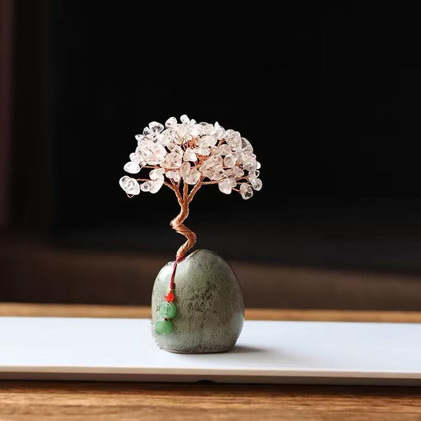 White Crystal Natural Wealth Tree 12Cm Feng Shui Decor Elegant Office Desk Ornament Seasonal Decorations