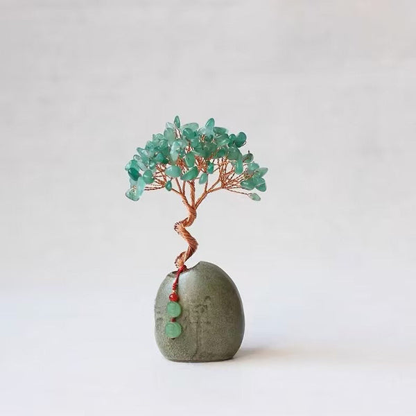 Tungling Jade Natural Crystal Wealth Tree 12Cm Feng Shui Decor Elegant Office Desk Ornament Seasonal Decorations