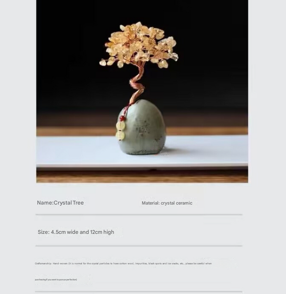 Tungling Jade Natural Crystal Wealth Tree 12Cm Feng Shui Decor Elegant Office Desk Ornament Seasonal Decorations