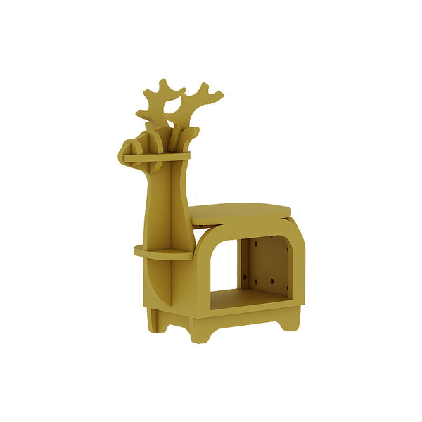 Yellow Small Creative Reindeer Shaped Solid Wood Bookshelf For Kids Kids Bookshelves