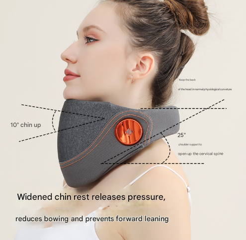 Remote Control Grey Multi Mode Cervical Traction Neck Massager With Heat Therapy Massagers