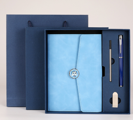 Blue Premium A5 Three Fold Notebook Gift Set With 16Gb Usb And Pen School Supplies