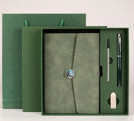 Green Premium A5 Three Fold Notebook Gift Set With 16Gb Usb And Pen School Supplies
